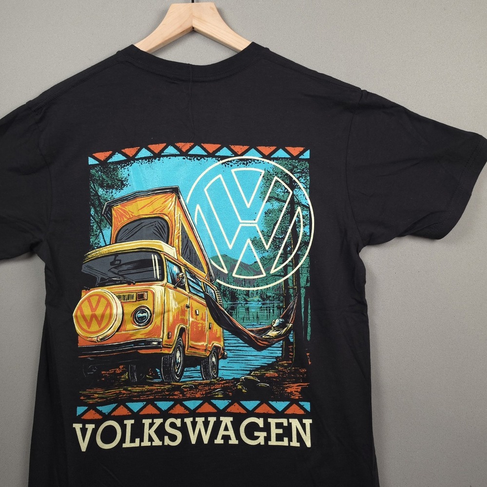 Volkswagen VW Bus Camper Van Hammock Graphic T-Shirt Black Men's Medium Licensed